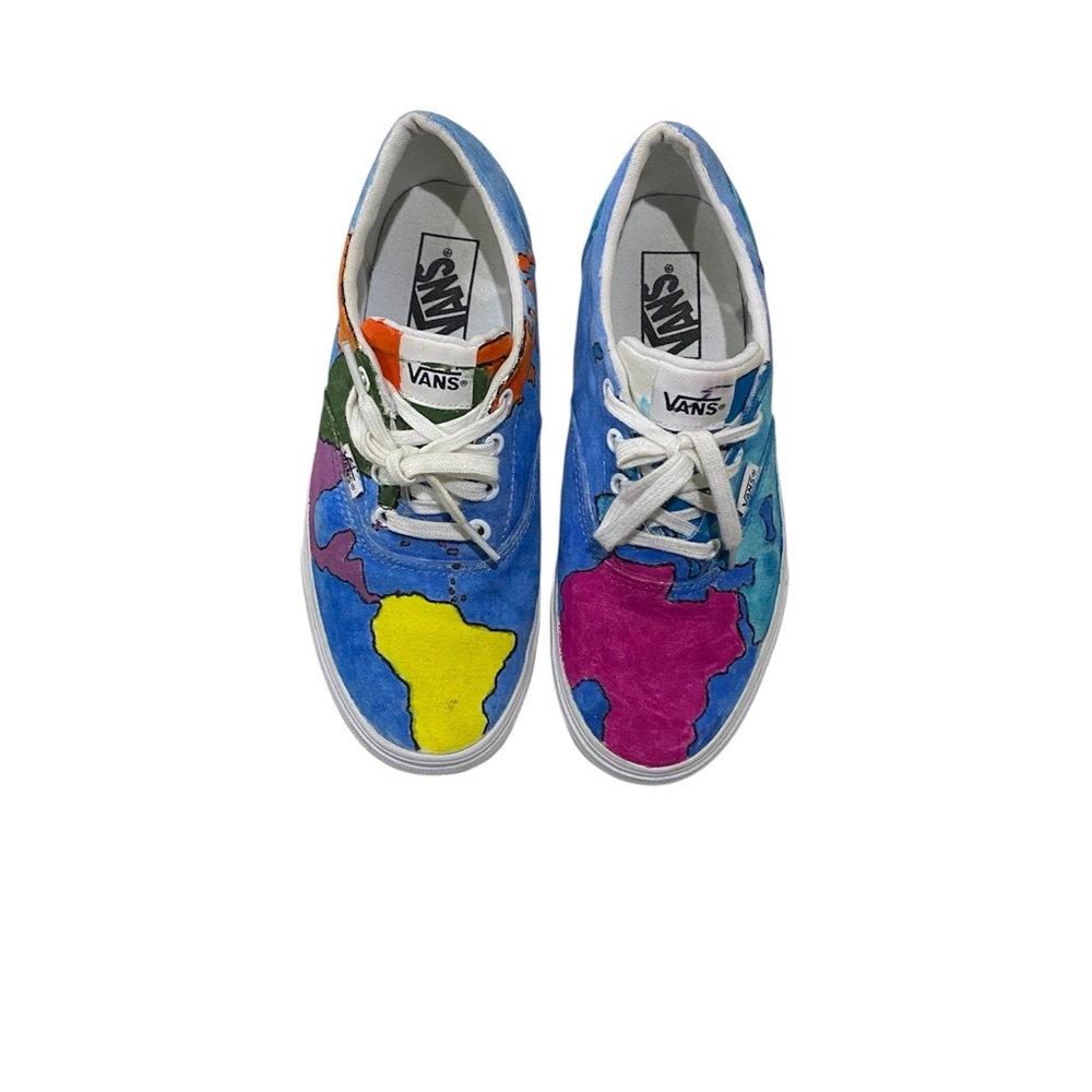 VANS OFF THE WALL ONE OF A KIND HAND PAINTED EARTH MOTIF SZ 8 Women’s - Picture 2 of 8